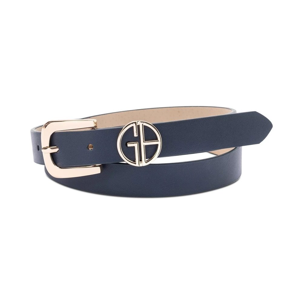 Giani Bernini Women's Designer Logo Keeper Belt Navy Small w 32" w1" - Picture 5 of 5